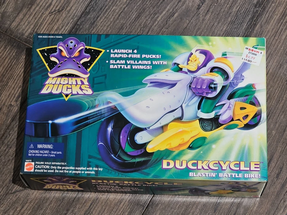 Bicicleta de batalla Mighty Ducks Duckcycle Blastin' Mattel 1996 juguete de colección nueva como nueva Foto 1 de 2