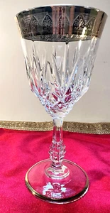 Italian Blown Cut Crystal 24kt Gold "Lace" Band Rimmed 7" Water Goblet - Picture 1 of 12