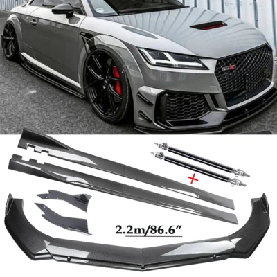 Carbon Fiber Front Bumper Lip Spoiler & Side Skirt For AUDI A8 Foto 1 de 4