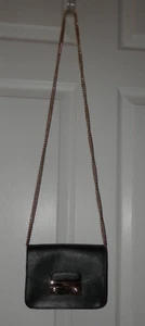 Furla Metropolis Mini Crossbody Bag Black Genuine Leather Gold Chain Hardware - Picture 1 of 6