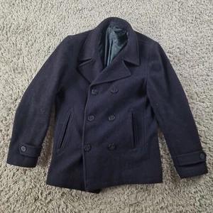 Guide London Mantel Herren Medium Wolle Peacoat Navy Blau Jacke - Bild 1 von 12