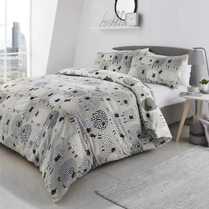 Fusion Dotty Sheep Reversible Cotton Rich Polycotton Duvet Cover Set - Picture 1 of 16