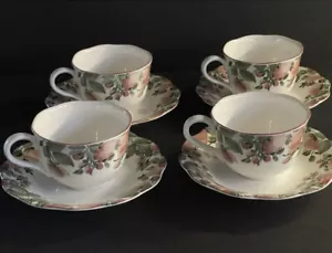 Nikko Fine Tableware Precious Pink Roses Coffee Tea Cup Saucers/8 Pieces - Picture 1 of 3