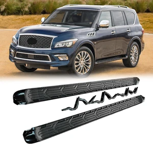 Running Board Fit for Infiniti QX80 QX56 2011-2023 Black Side Steps Nerf Bar - Picture 1 of 15