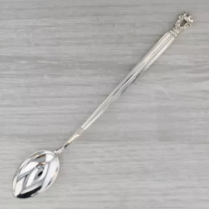 Georg Jensen Denmark Acorn Long Handle Teaspoon Sterling Silver 7 3/8" Flatware - Picture 1 of 6