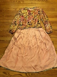 Vestido de Noche WILLIAM PEARSON Vintage Dorado Metálico Floral Melocotón Rosa Talla 8 👗#c6 - Imagen 1 de 6
