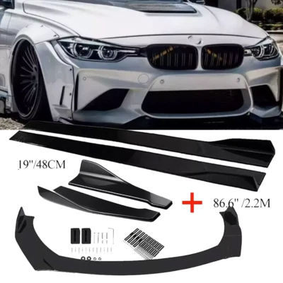 For BMW 525i 530i 535i Front Bumper Lip Spoiler Splitter 86.6" Side Skirt - Image 1 of 4
