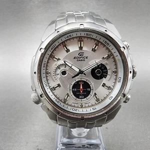 Casio Edifice Chronogrpah Watch Men 46mm White Dial Steel Round EF-535DJ New Bat - Picture 1 of 11