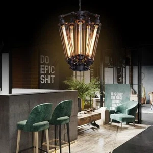 Industrial Retro Chandelier 8-Lights Steampunk Ceiling Pendant Lighting Lamps - Picture 1 of 10