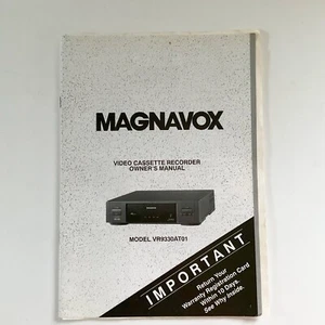 Grabadora de Video Cassette Magnavox Modelo VR9330AT01 Manual  - Imagen 1 de 6