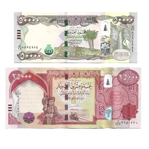 Iraq Irak 25000 + 50000 Dinar UNC Banknotes - Picture 1 of 4
