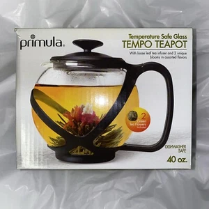 Primula PTA-2340 Black Borosilicate Glass Tempo Round Tea Pot 40 oz. Capacity - Picture 1 of 4