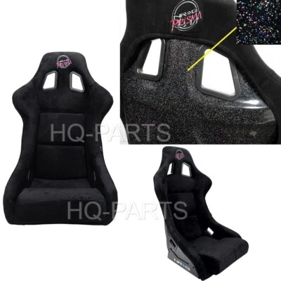 NRG PRISMA FIXED BACK BUCKET RACING SEAT BLACK ALCANTARA + SIDE MOUNTS LARGE - Image 1 of 3