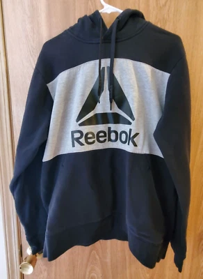 Men's Reebok Long Sleeve Black and Gray Hooded Sweatshirt - Size L - Image 1 of 4