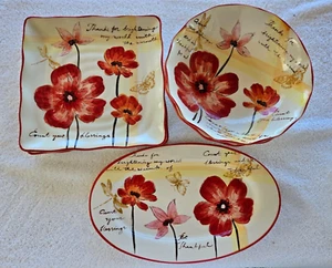 Red Poppy Galore 5 Piece Dinner Set, Never Used Ceramic - Picture 1 of 6