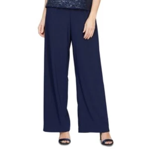 Alex Evenings Women's Matte Jersey Straight Leg Pants, Navy Blue LARGE NWT - Picture 1 of 1