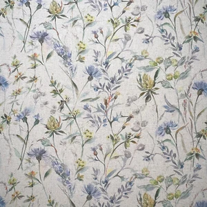 Linen Look Canvas Isola Lemongrass Thistle Floral Upholstery Craft Fabric - Picture 1 of 6