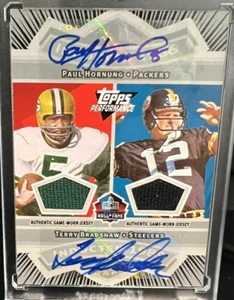 2007 Topps Performance HOF Jersey Auto Paul Hornung Terry Bradshaw 5/10 - Picture 1 of 2