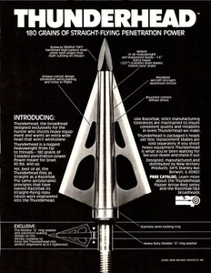 1983 THUNDERHEAD BROADHEAD BOGENJAGD BOGENSCHIESSEN VINTAGE DRUCK ANZEIGE - Bild 1 von 1