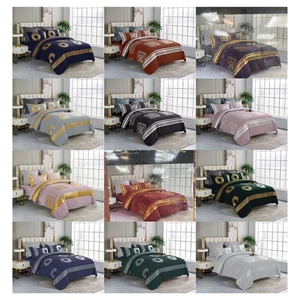 Greek Key Design- 4pc Complete Bedding Set, Luxury Metallic Finish, Cotton King - Picture 1 of 13