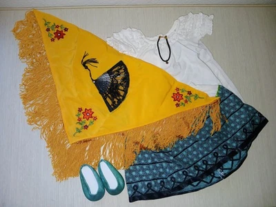 American Girl JOSEFINA Fiesta Día Finería - Blusa FALDA Chal ZAPATOS Collar VENTILADOR Foto 1 de 4