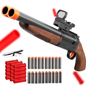 Safe Toy Double Barrel Gun for Boy with Ejecting Shell Soft Bullets,Realistic... - Picture 1 of 3