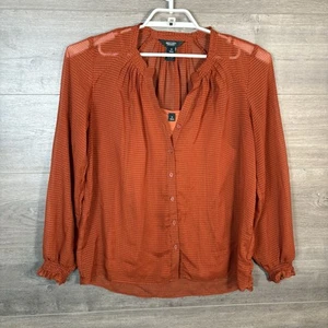 Simply Vera Vera Wang Women's Size Medium Long Sleeve Blouse Top Rust Orange - Bild 1 von 10