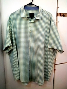 Linea Uomo Shirt Mens 3X Green Blue Plaid Short Sleeve Button Up Preppy #33631 - Picture 1 of 9