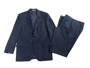 Burberry London Wool Blue Striped Blazer Jacket Suit 42R Set Pants 36x30 - Picture 1 of 14