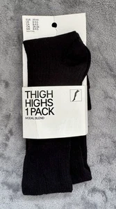 BNWT H&M Black Thigh High Long Socks Size UK 6-7.5 RRP £7.99 - Picture 1 of 3