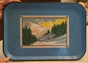 Vintage ING-RICH PORCELAIN ENAMEL 50 YEARS OF SERVICE TRAY *1951 WINTER SCENE - Picture 1 of 6