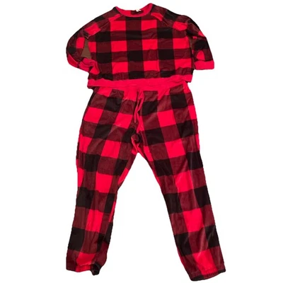 Juego de pijama Secret Treasures de 2 piezas negro/rojo polar a cuadros de búfalo XL ¡Suave! Foto 1 de 4