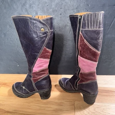 Vtg Josef Seibel JS Patchwork Genuine Leather Boots SIZE 7 - Made In Spain RARE - Image 1 of 4