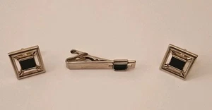 Vintage SWANK Manschettenknöpfe & Krawattenklammer Stabverschluss Set goldfarben - Bild 1 von 4