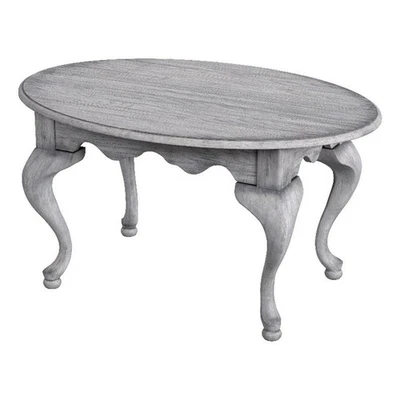 Mesa de centro Beaumont Lane madera tradicional ovalada gris 4 patas Foto 1 de 3