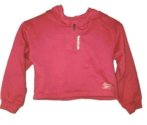 Felpa con cappuccio Reebok pullover donna piccola ritagliata 1/4 zip logo felpa rosa caldo - Foto 1 di 14