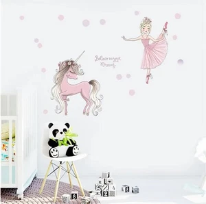 BALLET BALLERINA LITTLE PRINCESS UNICORN DANCING WALL STICKER MURAL Decal - Picture 1 of 1