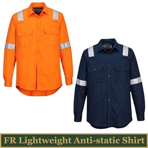 PORTWEST Camicia leggera antistatica resistente alla fiamma rubinetto riflettente usura da lavoro - Foto 1 di 9