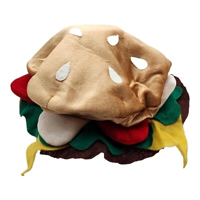 SOMBRERO HAMBURGUESA CON QUESO con Disfraz de Bollo Vestir Fiesta de Halloween Foto 1 de 4