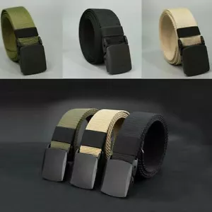 Cinturones militares unisex de lona talla grande con hebilla negra unisex - Imagen 1 de 7