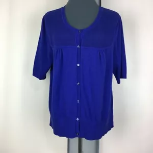 NWT APT.9 Cardigan Sweater 1X Blue Knit 100% Cotton Short Sleeve Lightweight - Picture 1 of 12
