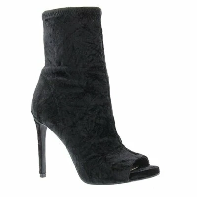 Женские сапоги Jessica Simpson Rainer размер 7 M черные бархатные эластичные на каблуке с открытым носком - Изображение 1 из 4