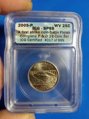 2005-P West Virginia Statehood Quarter W/Satin Finish ICG SP69. NICE! - Image 1 of 2