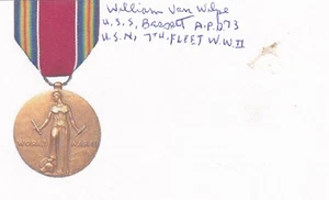 USS Bassett WWII recued 154 USS Indianapolis Survivors SIGNED CARD W.Wilpe - Picture 1 of 1