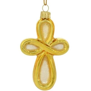 Bronners Gold Infinity Cross Hanging Ornament-glass- 4" x 2 1/2"x 1"-Jesus-Gift - Picture 1 of 2