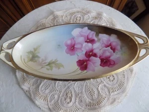 Antique RS Germany Porcelain Tray with orchid flowers and gold rim - Picture 1 of 6