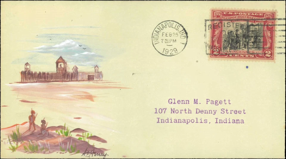 SAVOYSTAMPS- USA Cover -1929- George Rogers Clark -# 651 FDC, Vincennes, Indiana - Image 1 of 1