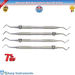 4xset-Dental Amalgam Composite Filling Instrument Restorative Ball Tip Burnisher - Picture 1 of 9