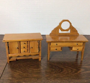 Vintage Dollhouse Miniature Furniture 2x Wood Buffet Cabinet 1:12 - Picture 1 of 2