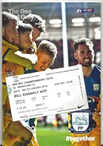 Football Programme plus Ticket PRESTON NORTH END v BRENTFORD Jan 2016 - Picture 1 of 1